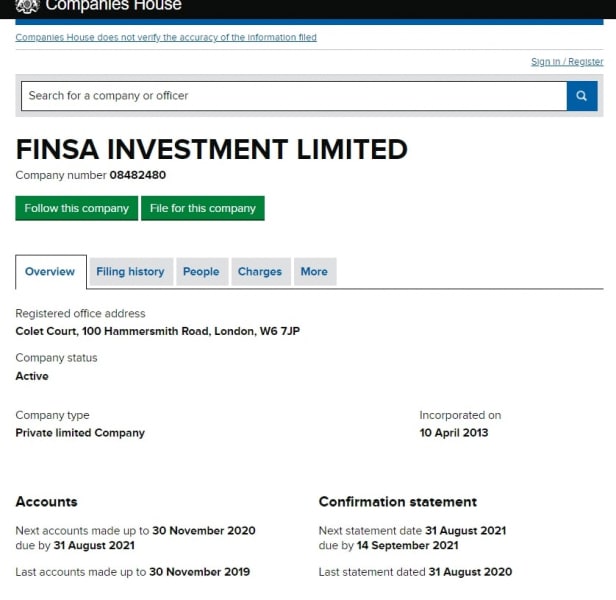 Finsa Investment Limited: отзывы реальных клиентов, особенности сотрудничества