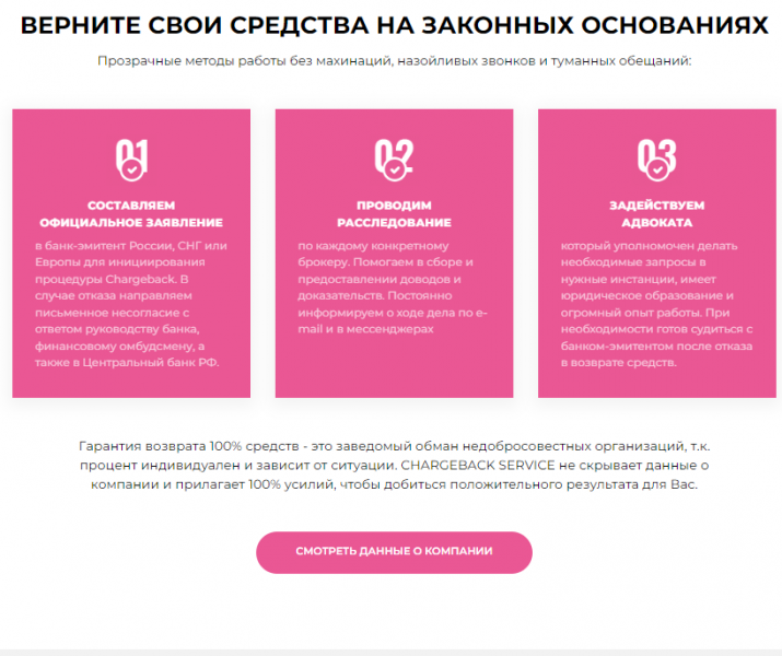 Юристы Сhargeback service (Чарджбэк сервис) chargeback-service.ru – фейковые помощники