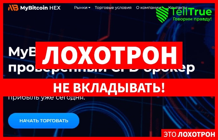 MyBitcoin HEX (mybitcoinhex.com) лжеброкер! Отзыв Telltrue