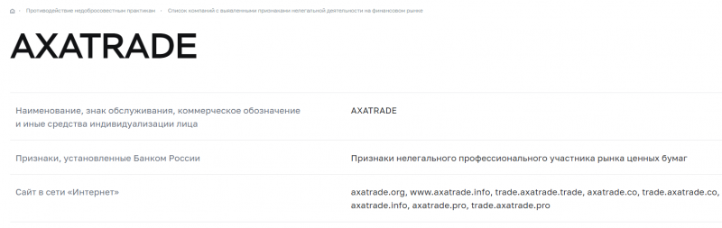 Axatrade (axatrade.org) лжеброкер! Отзыв Telltrue