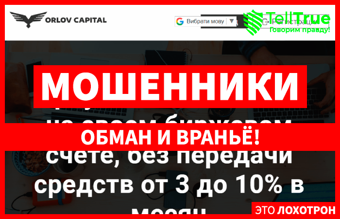 Orlov Capital (orlov-capital.com) лжеброкер! Отзыв TellTrue