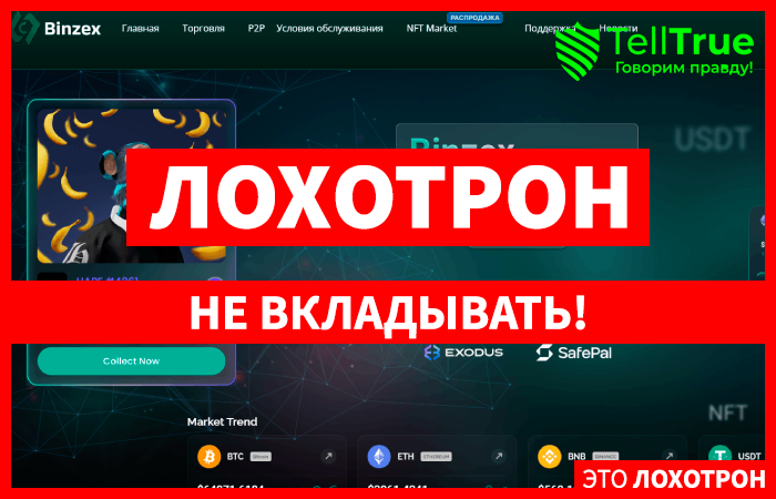 Binzex (binzex.com)лохотрон, замаскированный под криптобиржу!