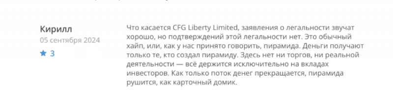 Обзор брокера Cfgliberty, отзывы клиентов об обмане. Как вернуть деньги?